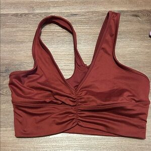 Alo Rust Red Ruched Sports Bra